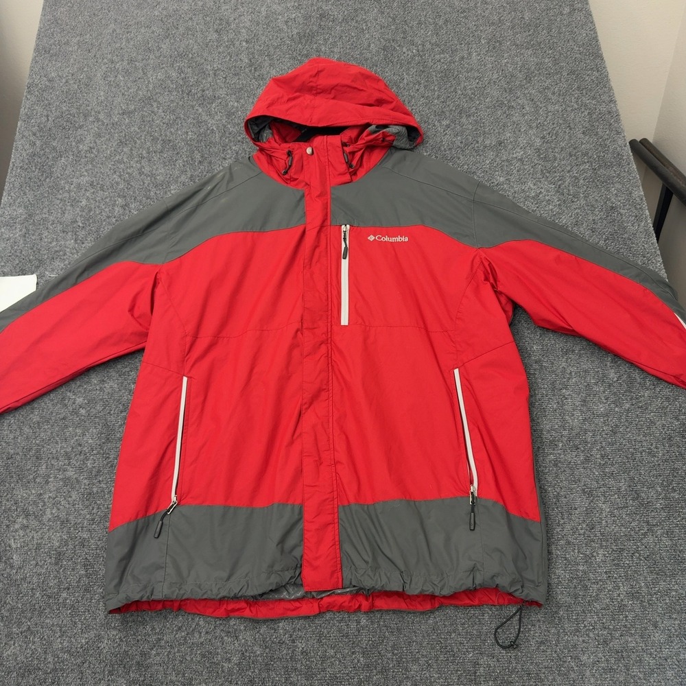 Columbia Jacket Mens XXL Red Nylon Waterproof Hooded Interchange Gorpcore